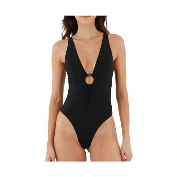 Anthropologie Malai Eiffel One-Piece Swimsuit $168 Women Medium Sexy Black GUC - Picture 3 of 15